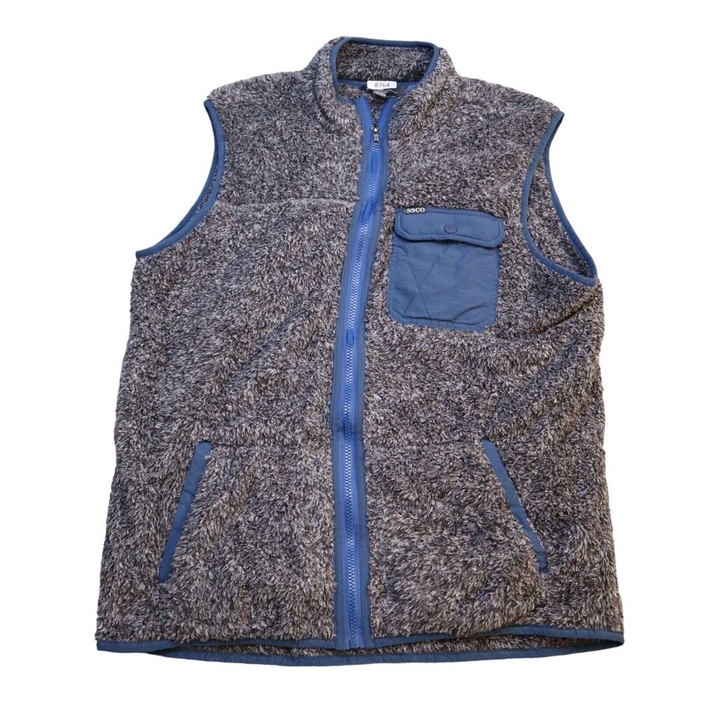 Southern Shirt Vest Men Large Gray Soft Full Zip Up Leeveless Outdoor Mock Neck